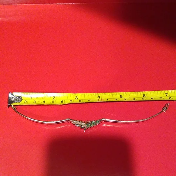 Emerald and diamond Omega bracelet, 14k yellow gold - Picture 12 of 13